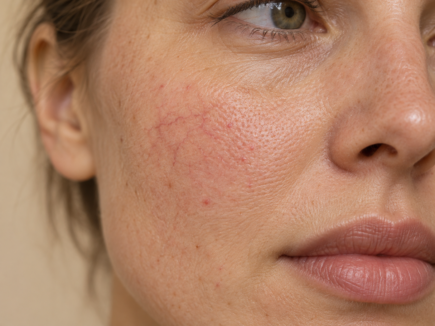 Close-up of a cheek with fine thread veins